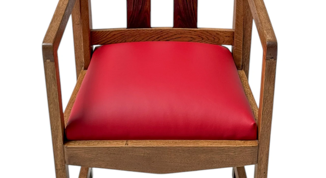 Art Deco Modernist Armchair with Red Leather Seat, 1920s